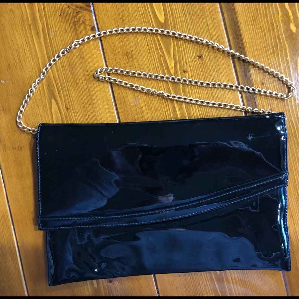 Black Patten Leather Shoulder Strap Bag